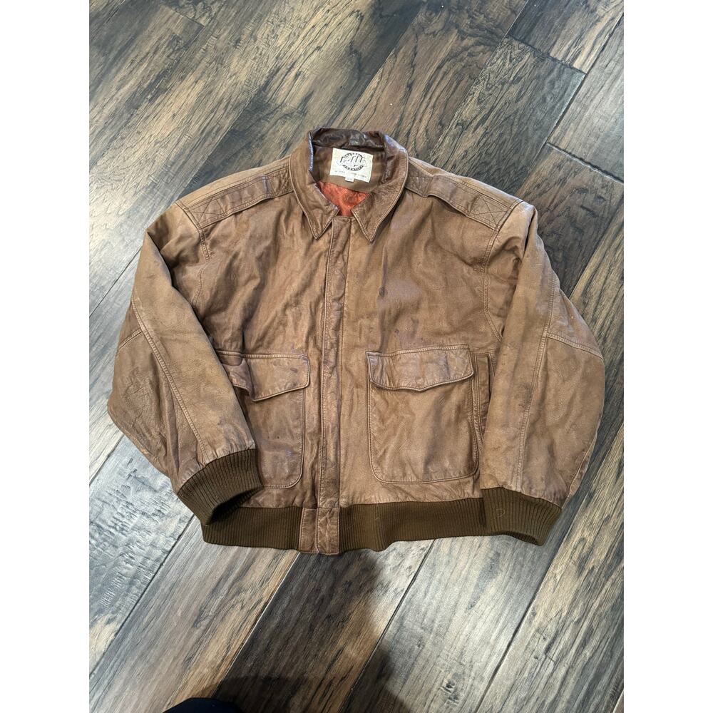 Vintage G-III Global Identity Brown Leather Bomber Jacket Women’s XL 14/16 Korea